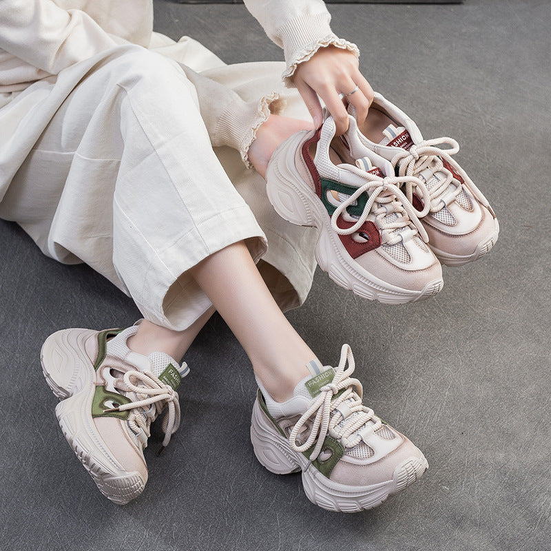 Women Color Matching Hollow Mesh Platform Casual Shoes-RAIIFY