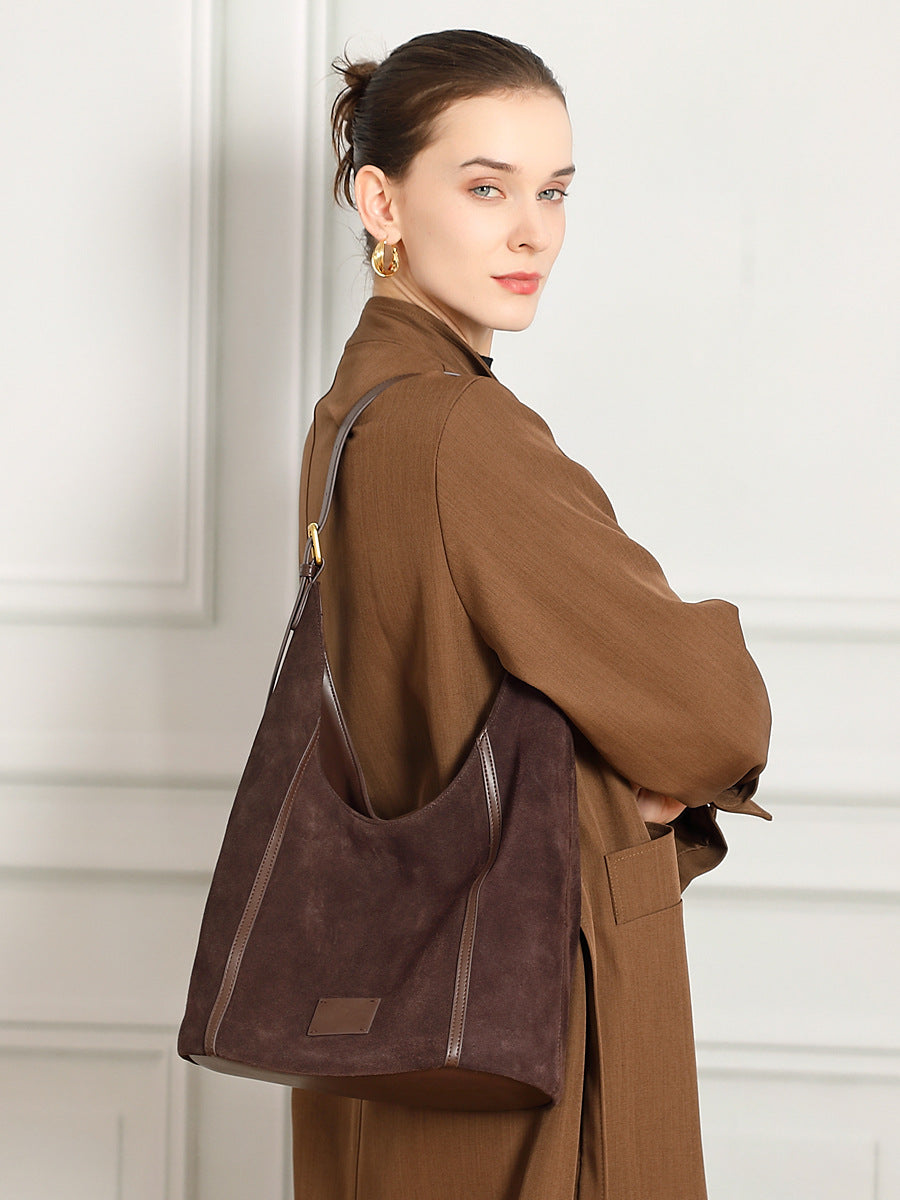 Women’s Suede Leather Retro Hobo Bag-RAIIFY