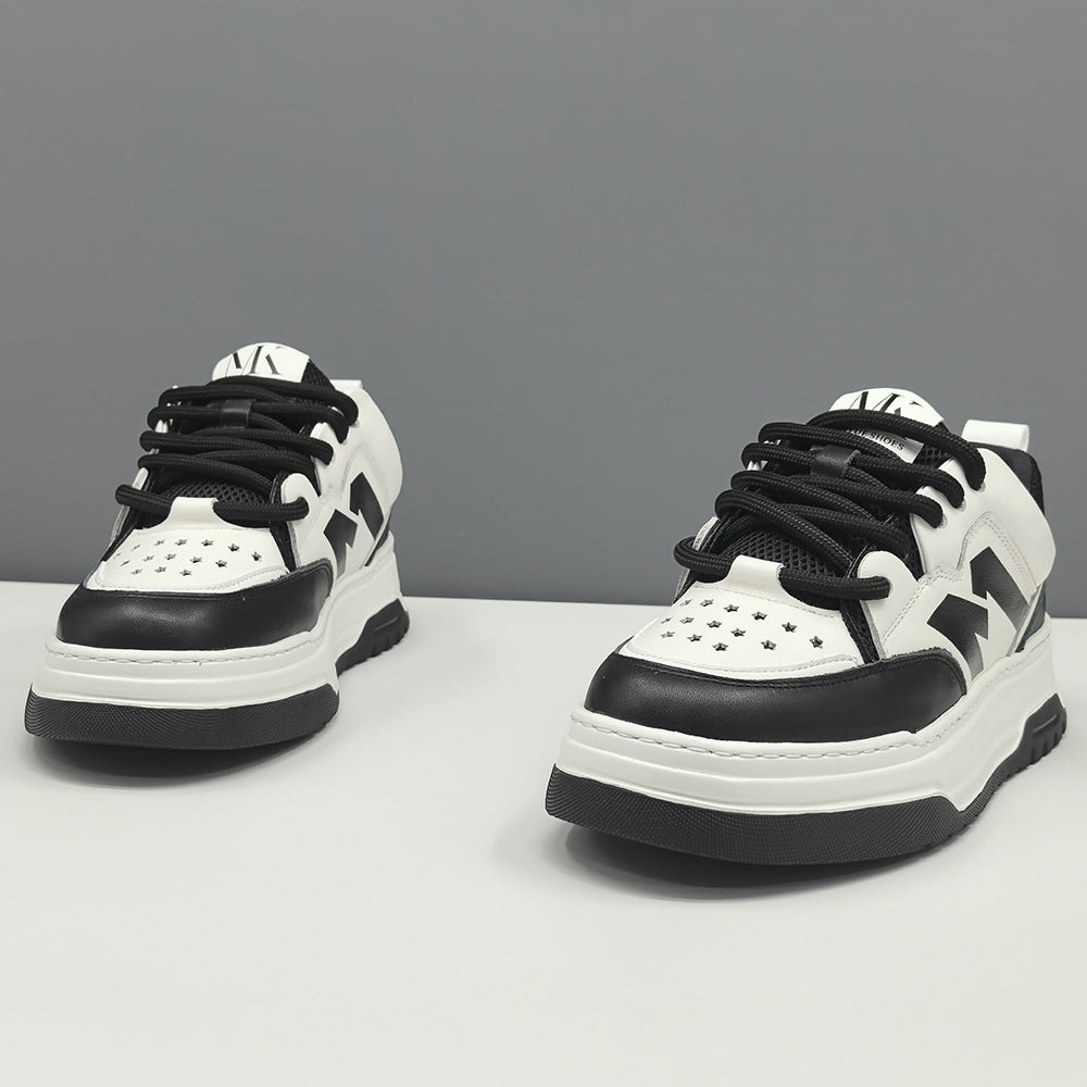 Men Fashion Quilted Leather Casual Court Sneakers-RAIIFY