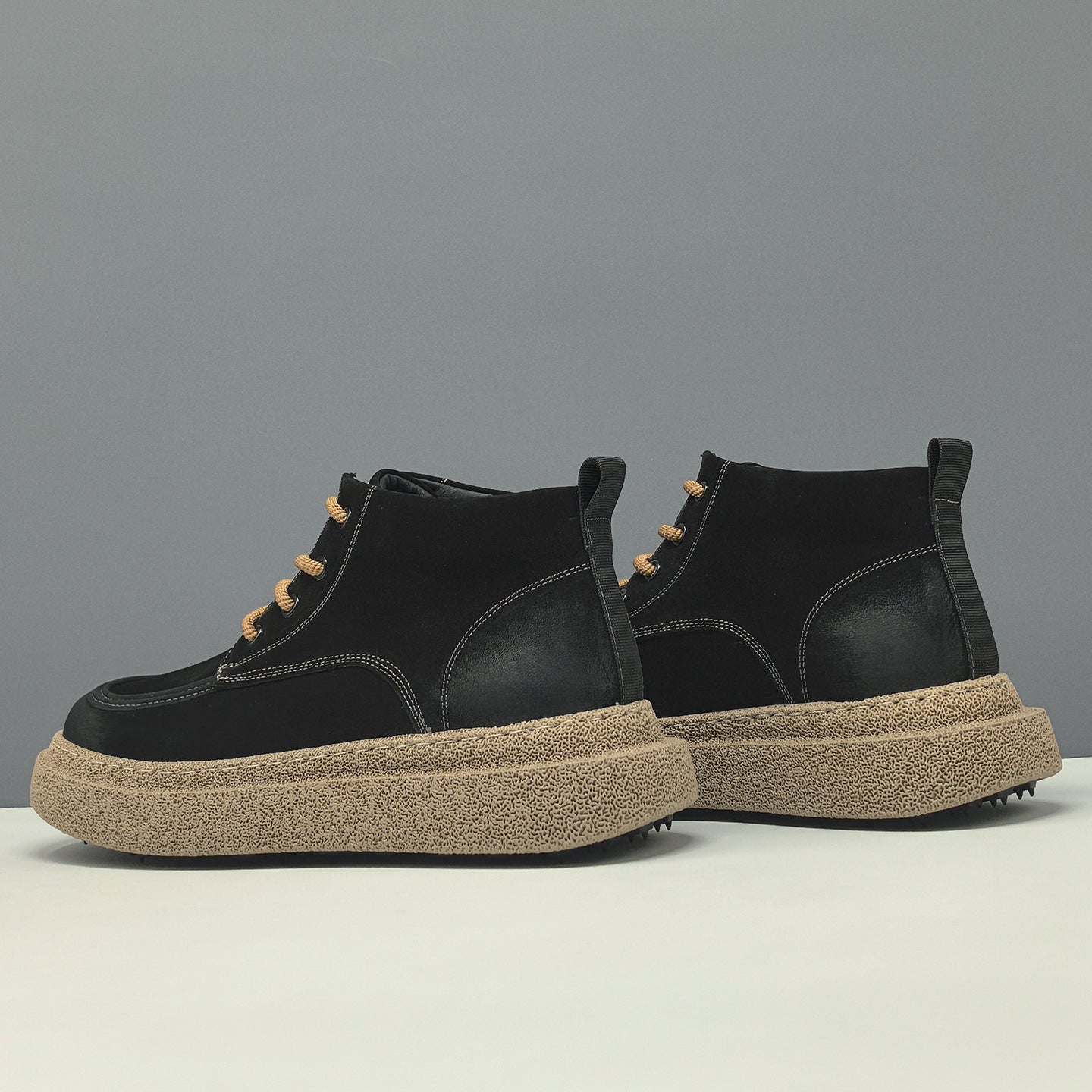 Men's Minimalist Plain Leather Flat Ankle Boots-RAIIFY