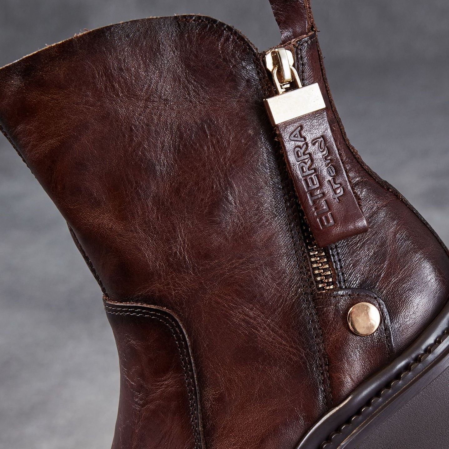 Women's Vintage Leather Chunky Platform Boots-RAIIFY