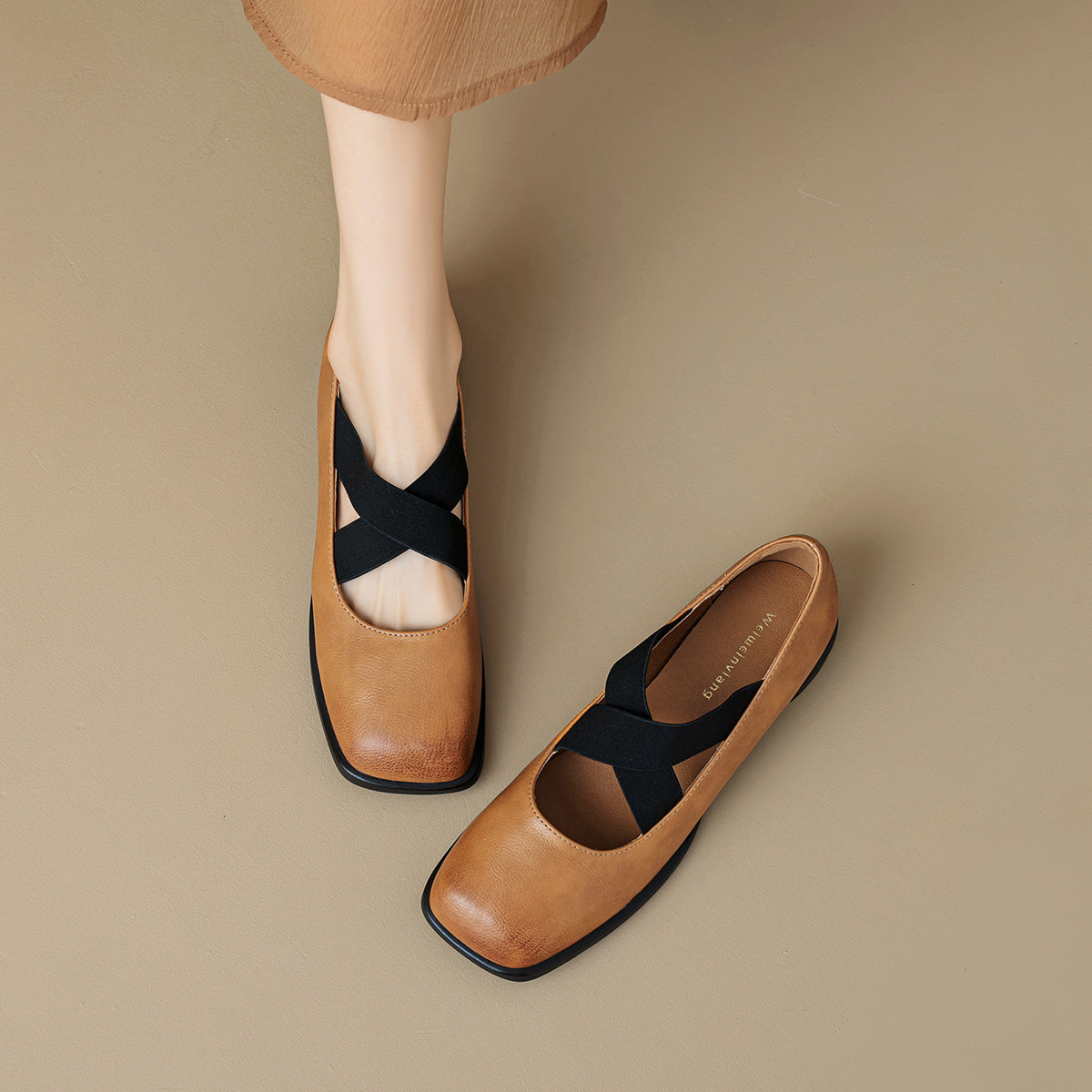 Women Retro Cross Strap Leather Casual Shoes-RAIIFY