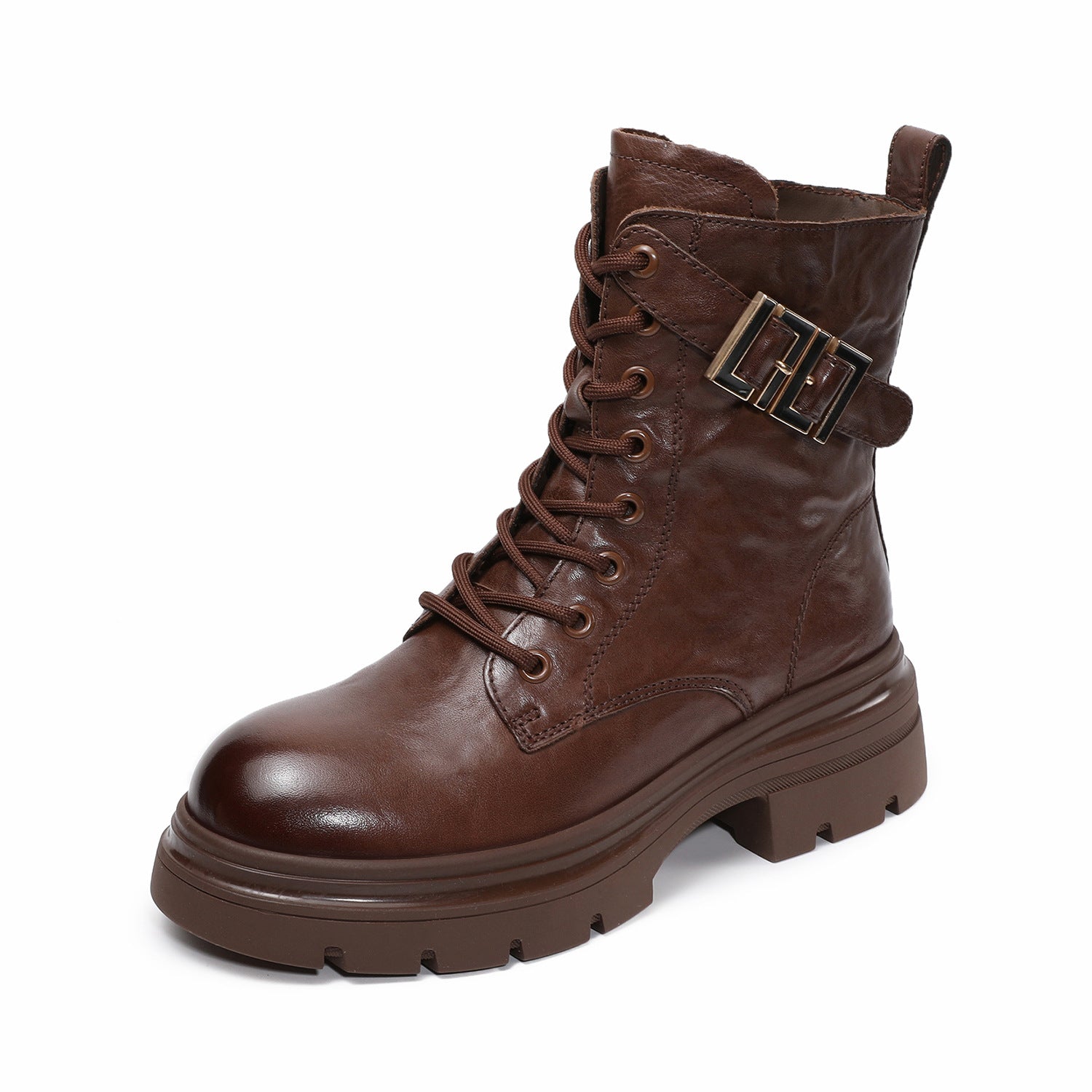 Women's Vintage Leather Winter Motorcycle Boots-RAIIFY