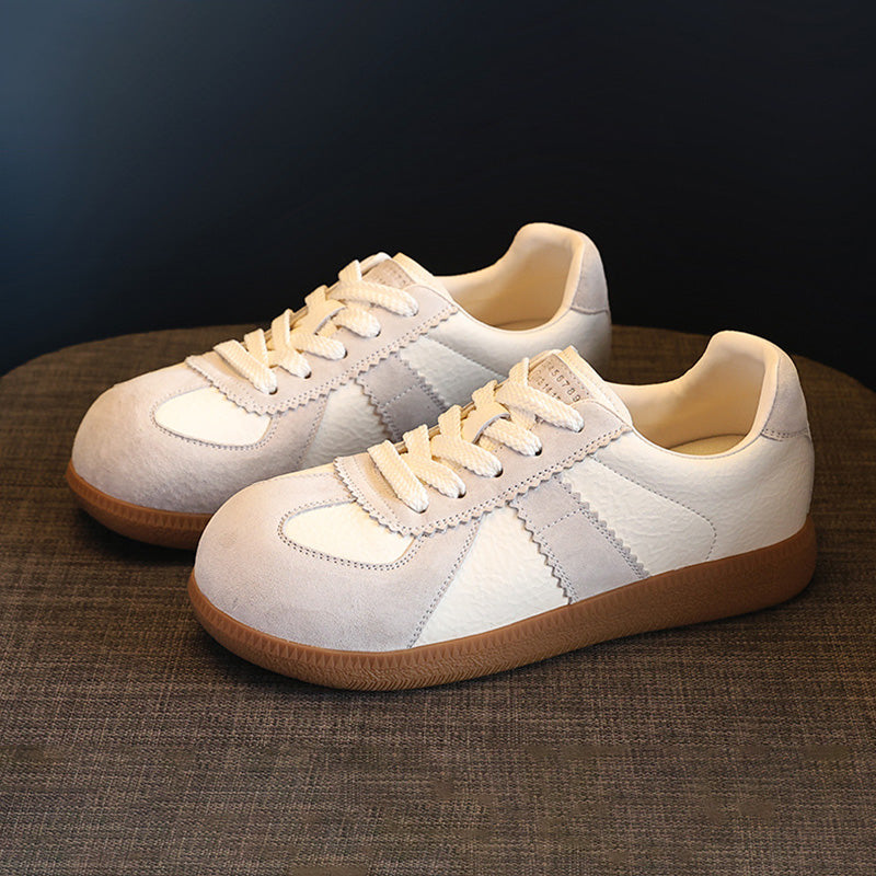 Women's Stylish Leather Low Top Casual Training Sneakers-RAIIFY