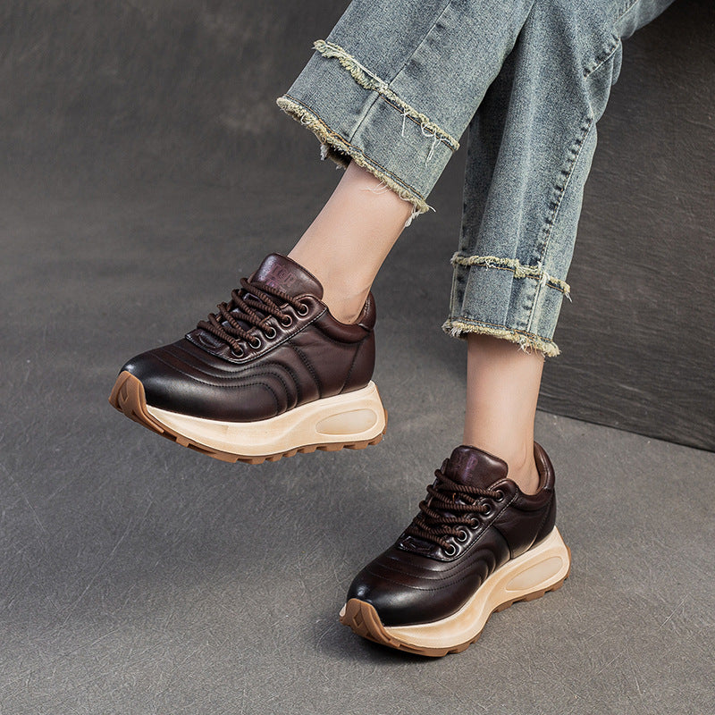 Women Minimalism Quilted Leather Casual Sneakers-RAIIFY