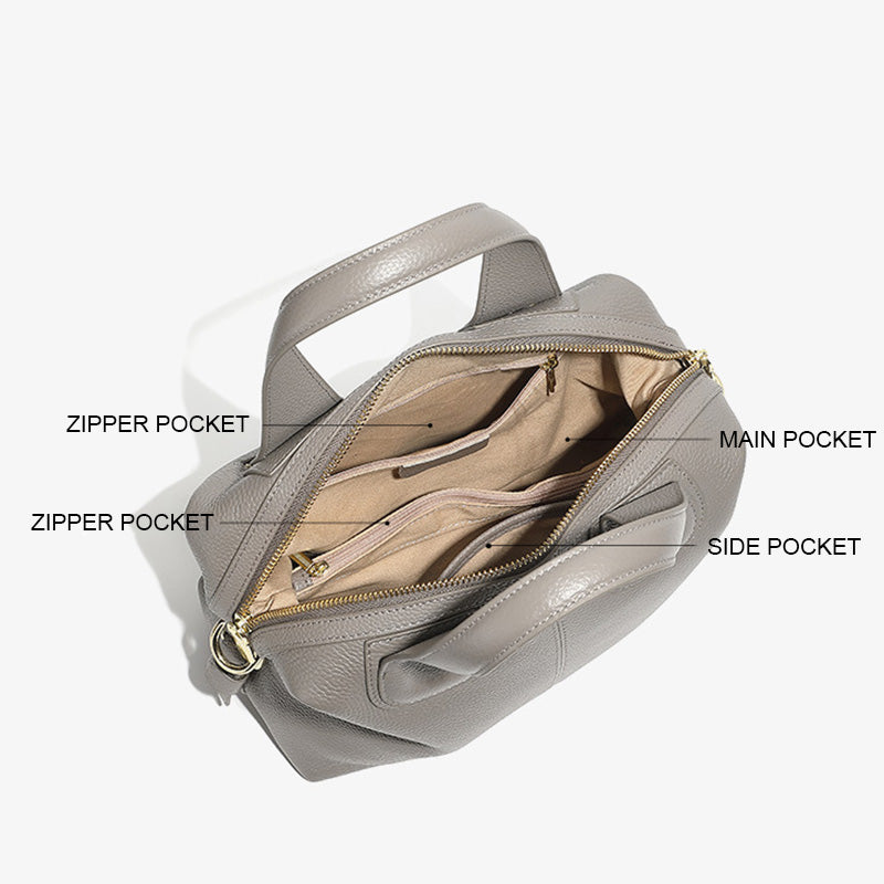 Women's Leather Minimalism Large Capacity Satchel Bag-RAIIFY