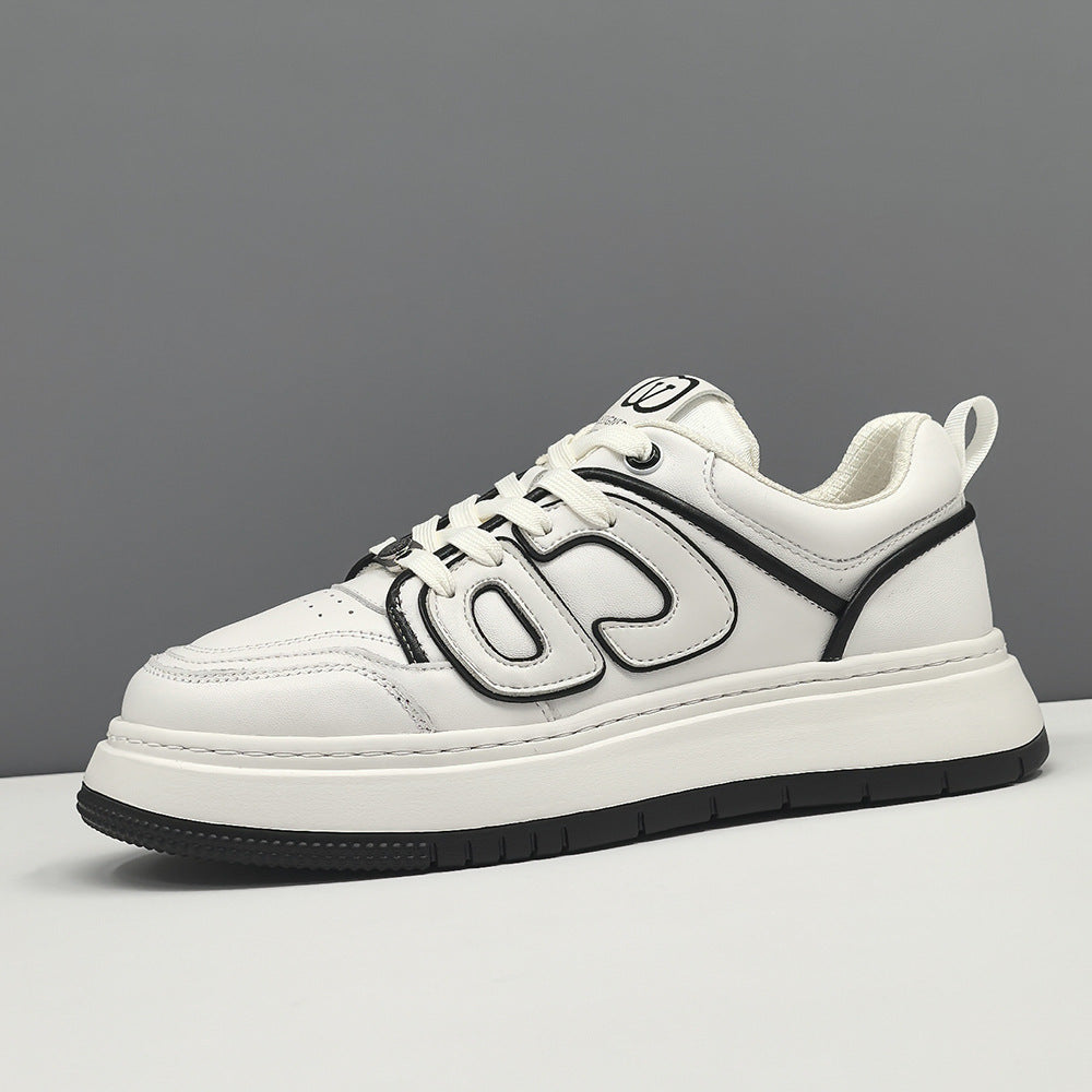 Men Fashion Patchwork Leather Flat Casual Sneakers-RAIIFY