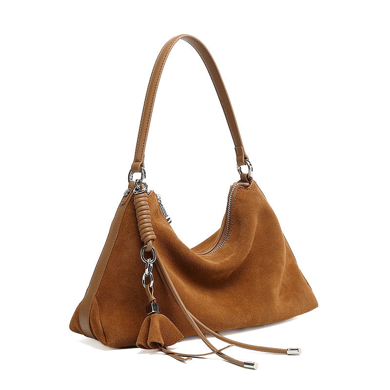 Women’s Retro Plain Suede Leather Shoulder Bag-RAIIFY