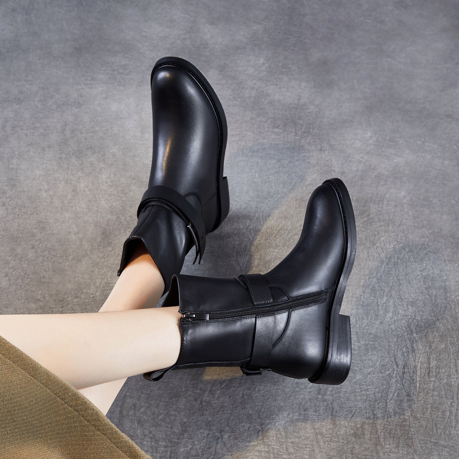 Women's Minimalist Leather Winter Furred Boots-RAIIFY