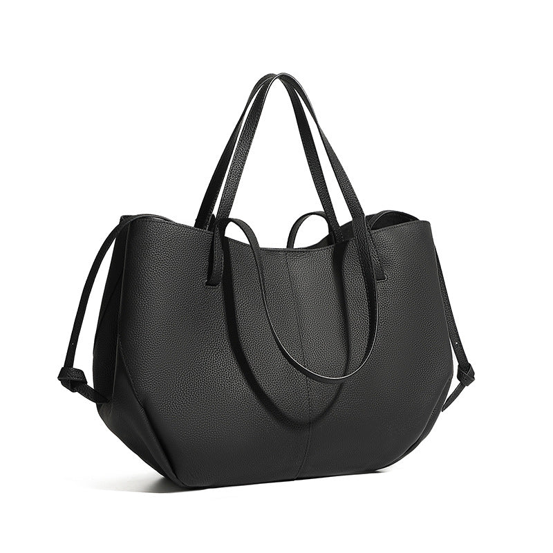 Women’s Leather Tote Bag with Detachable Pouch-RAIIFY