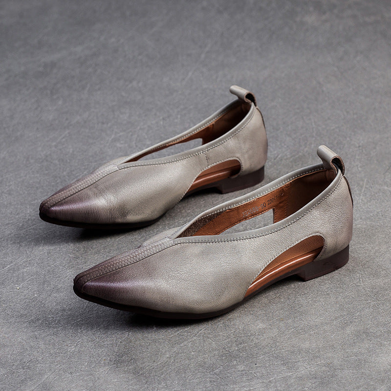 Women Summer Retro Hollow Leather Flats-RAIIFY