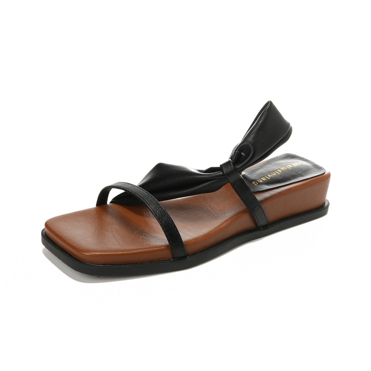 Women's Strappy Square-Toe Chunky Sole Slides-RAIIFY