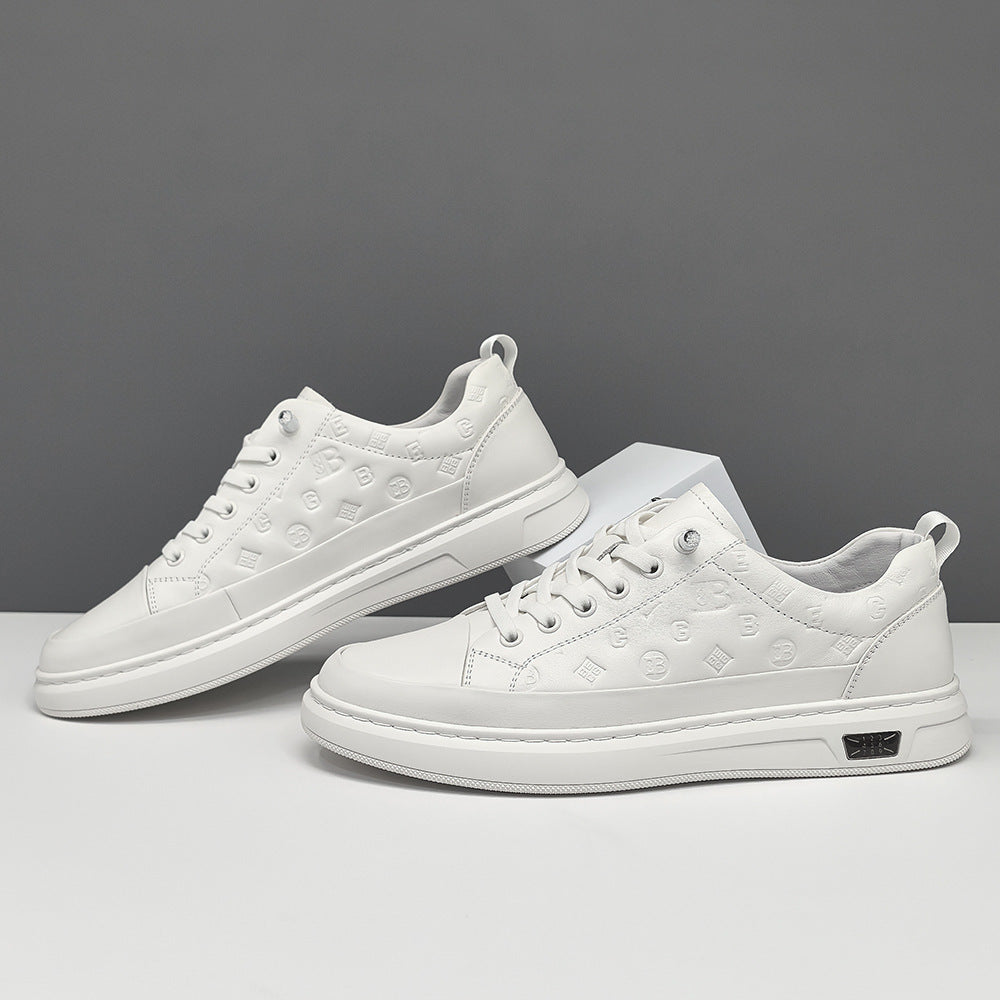 Men Minimalism Fashion Solid Embossed Leather Casual Shoes-RAIIFY
