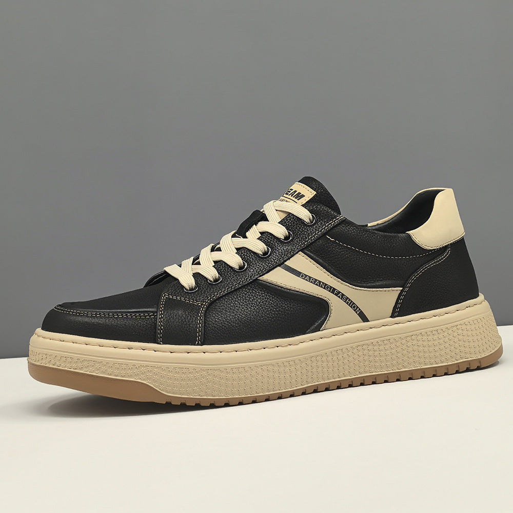 Men Fashion Quilted Leather Flat Casual Sneakers-RAIIFY