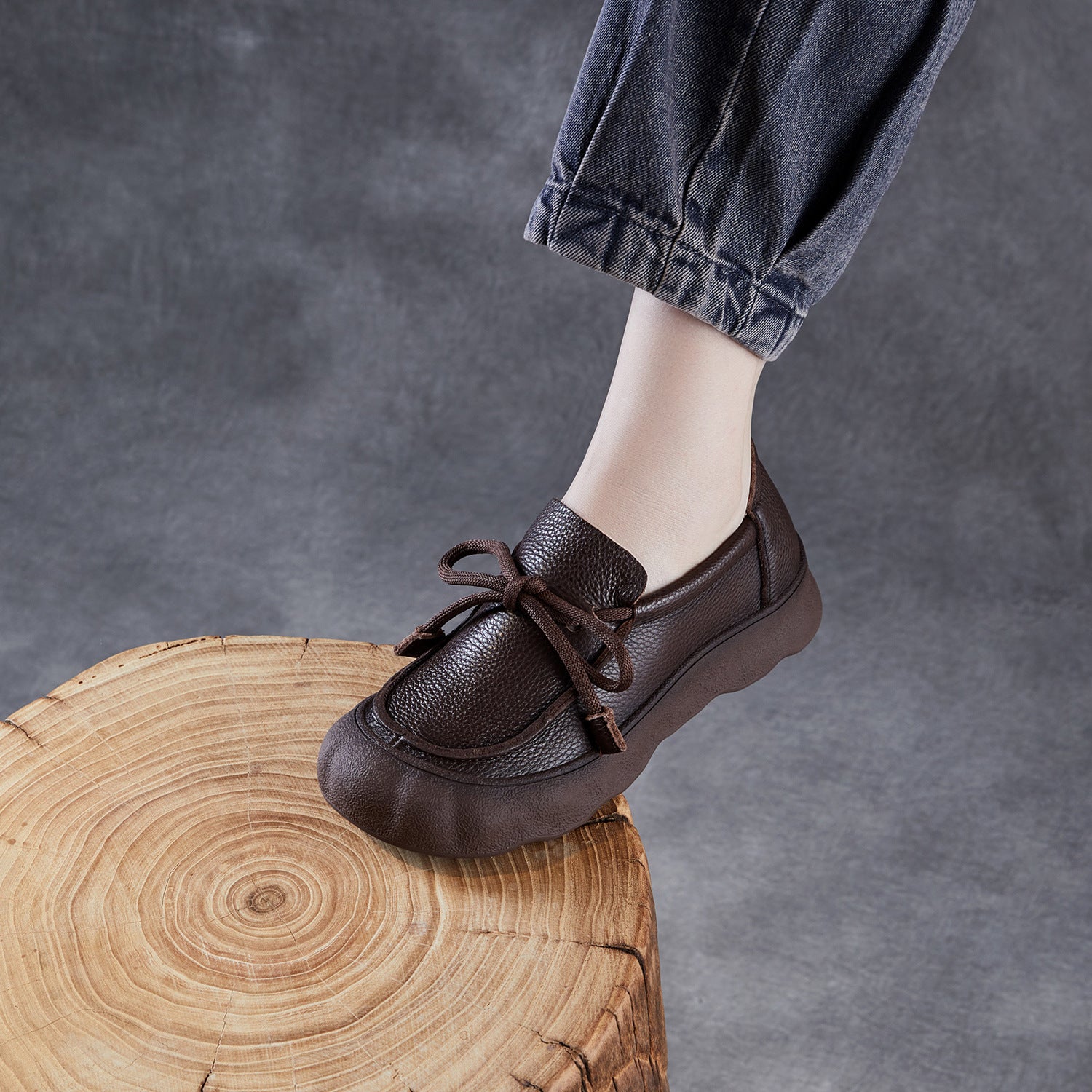 Women's Vintage Soft Leather Lace-Up Casual Shoes-RAIIFY