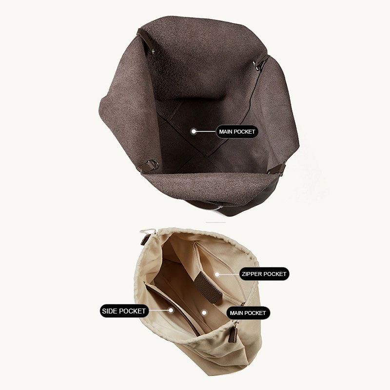 Women's Leather Large Capacity Shoulder Tote Bag-RAIIFY