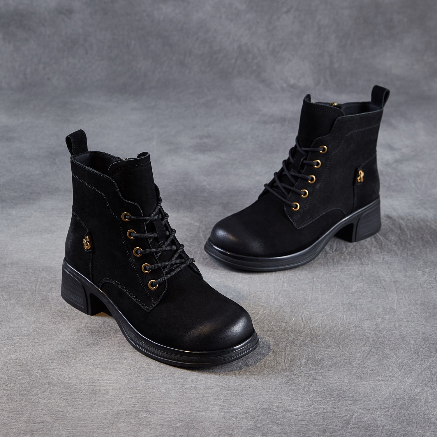 Women's Vintage Plain Leather Ankle Boots-RAIIFY