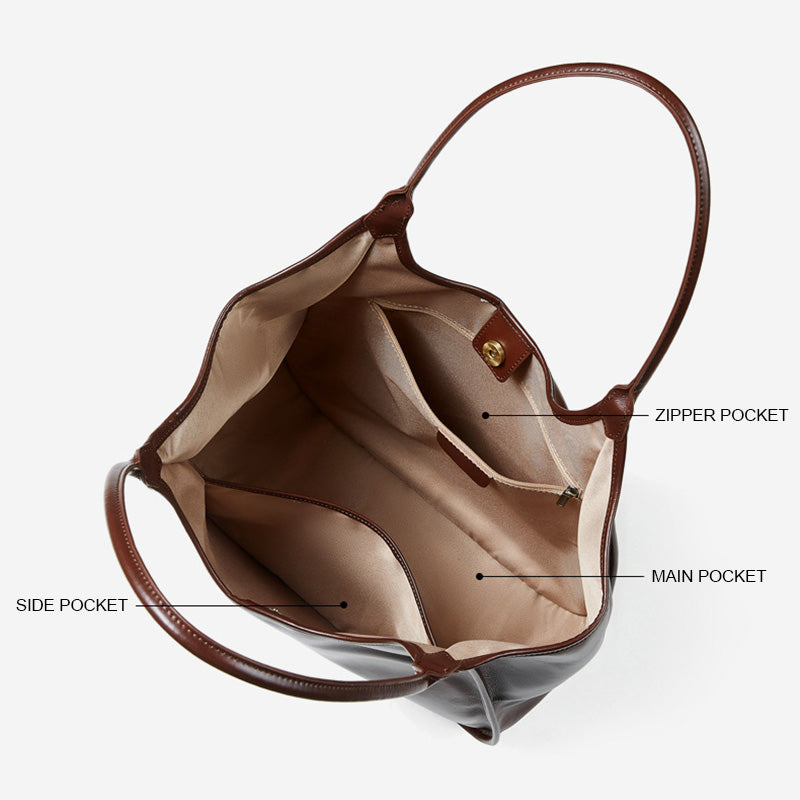 Women’s Vintage Soft Leather Shoulder Tote Bag-RAIIFY