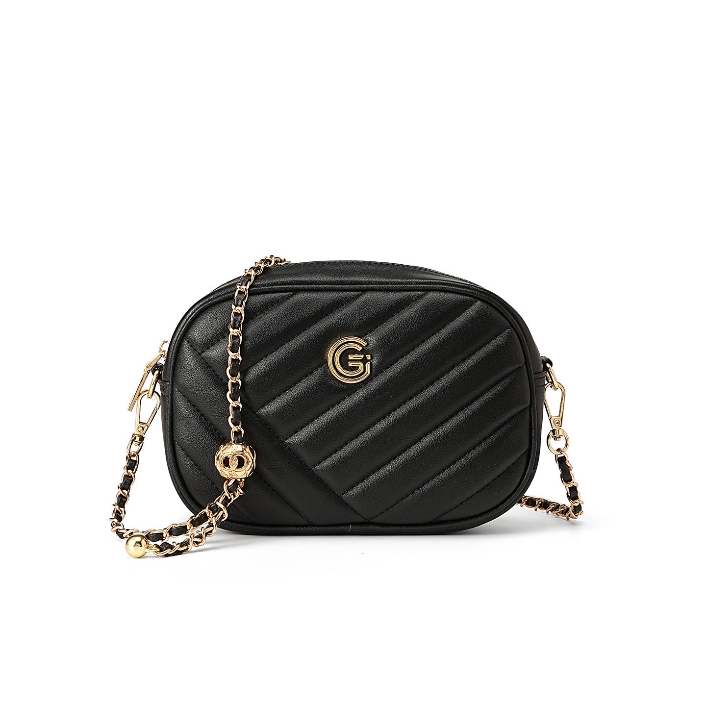 Women's Plain Quilted Leather Chain Crossbody Bag-RAIIFY