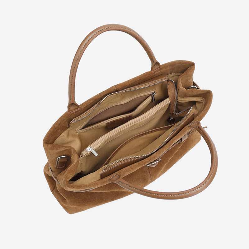 Women’s Suede Leather Retro Satchel Bag-RAIIFY