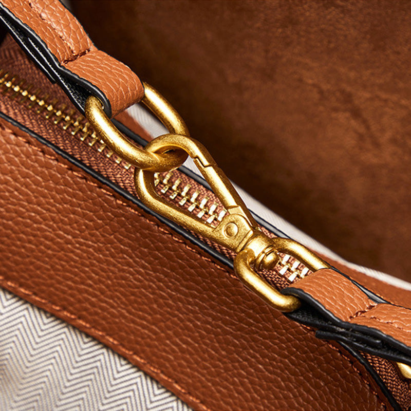 Women Retro Minimalist Leather Bucket Shoulder Bag-RAIIFY