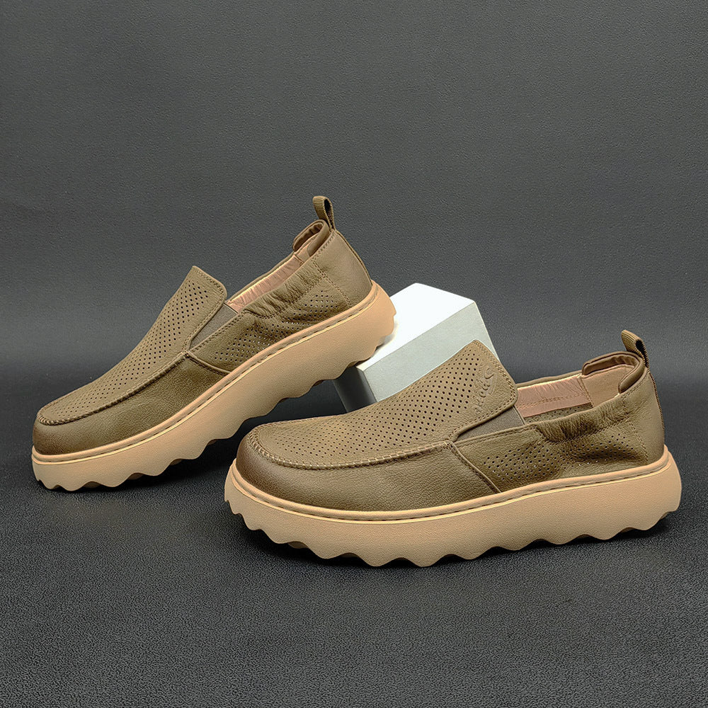 Men Summer Breathable Hollow Leather Casual Loafers-RAIIFY