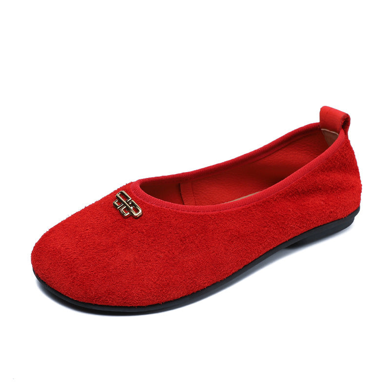 Women Minimalism Plain Leather Soft Flats-RAIIFY