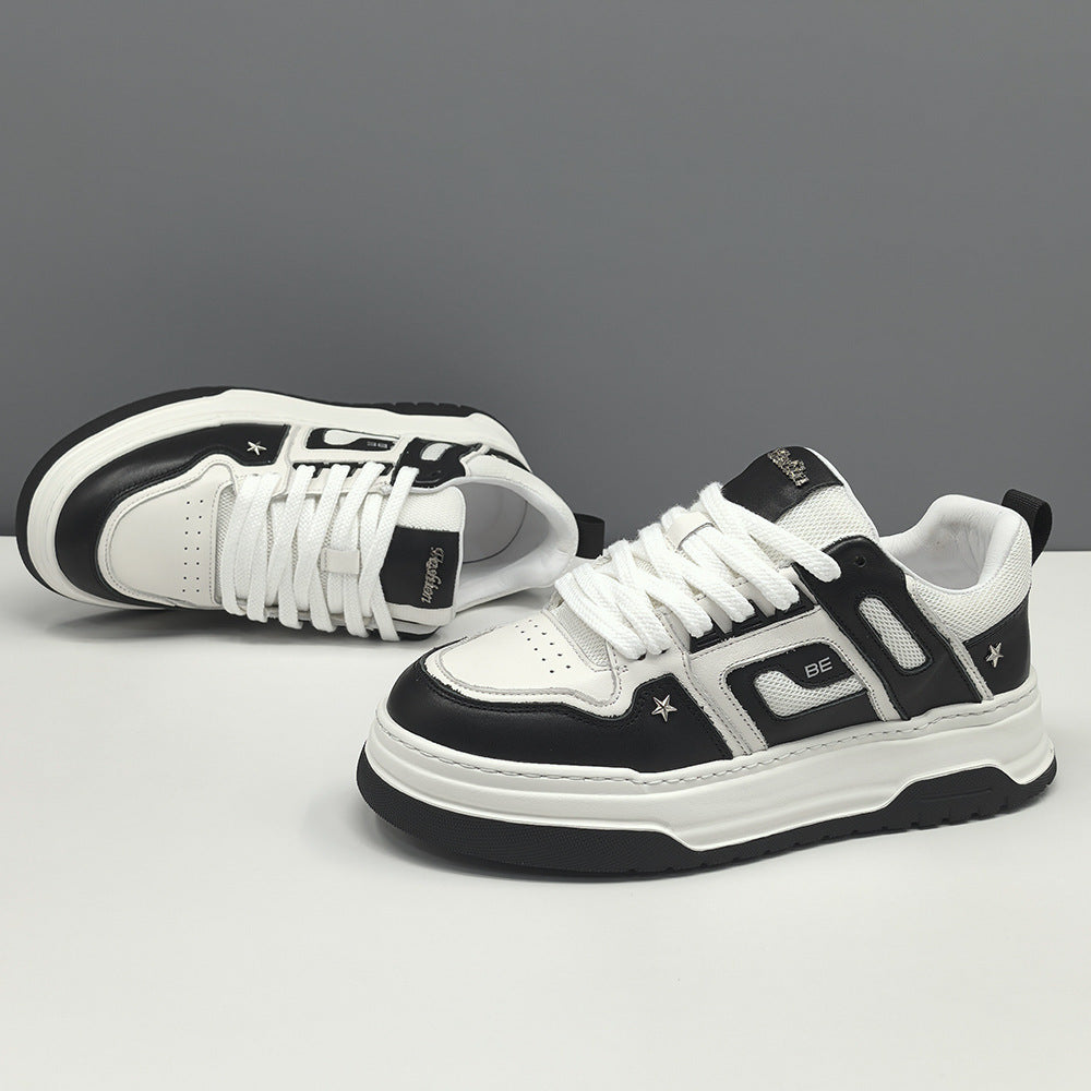 Men Fashion Breathable Mesh Quilted Leather Court Sneakers-RAIIFY