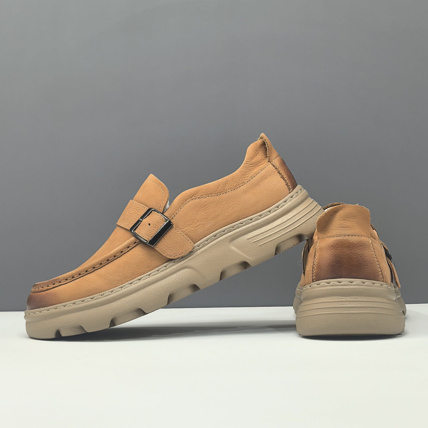 Men's Genuine Leather Slip-On Loafers Casual Retro Moccasins-RAIIFY