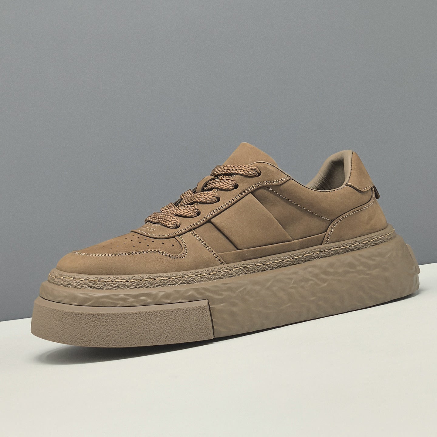 Men's Plain Breathable Leather Casual Skate Shoes-RAIIFY