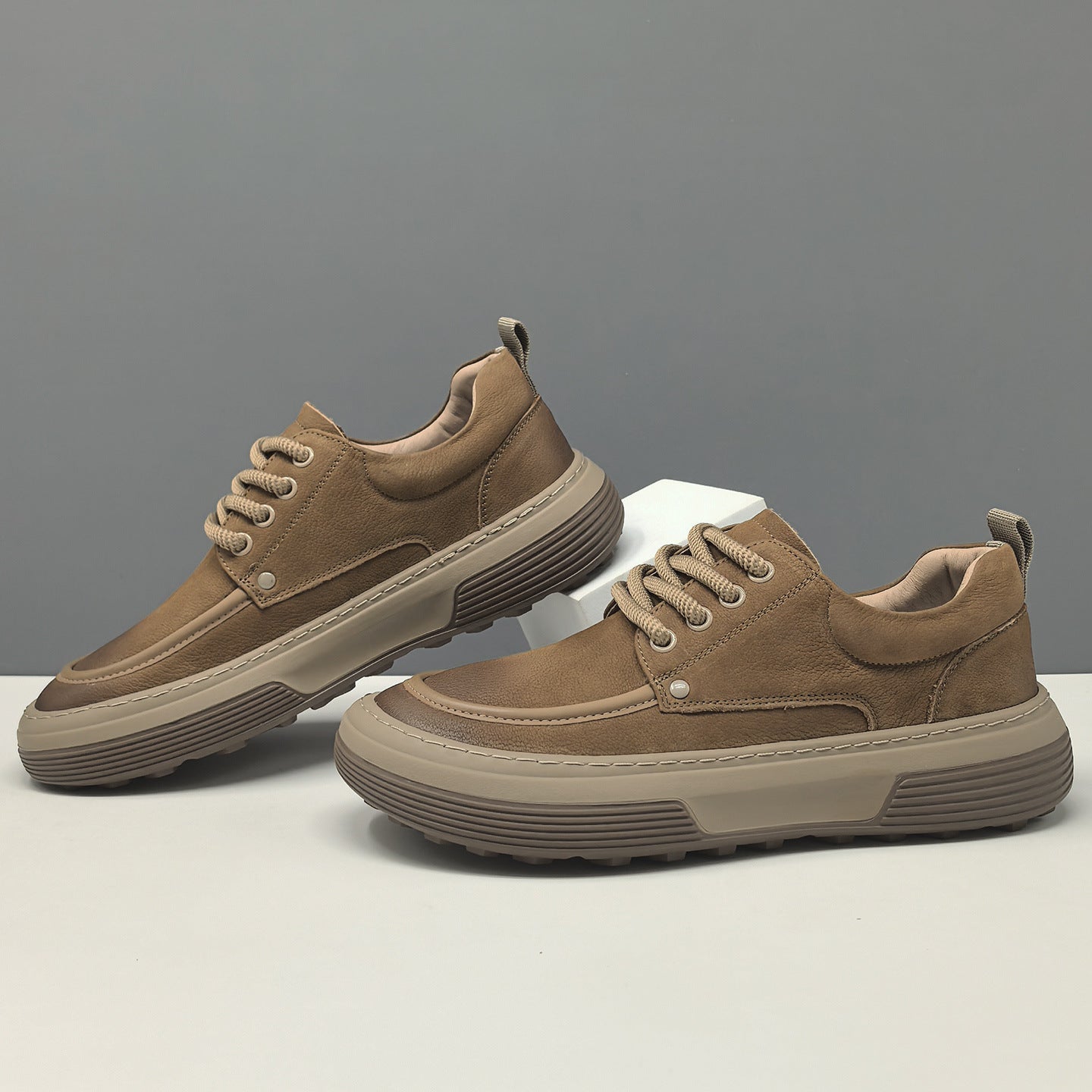 Men's Retro Quilted Leather Flat Casual Shoes-RAIIFY