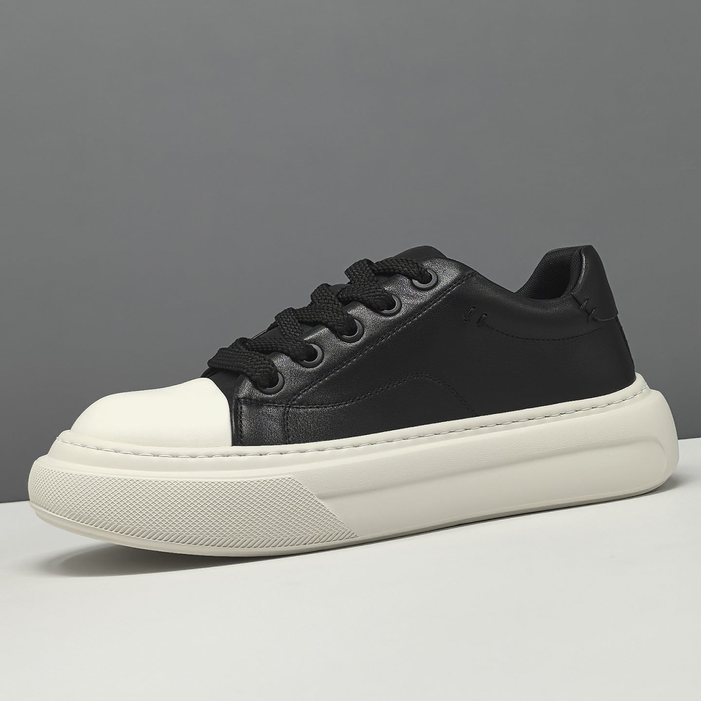 Men's Fashion Plain Leather Casual Court Sneakers-RAIIFY