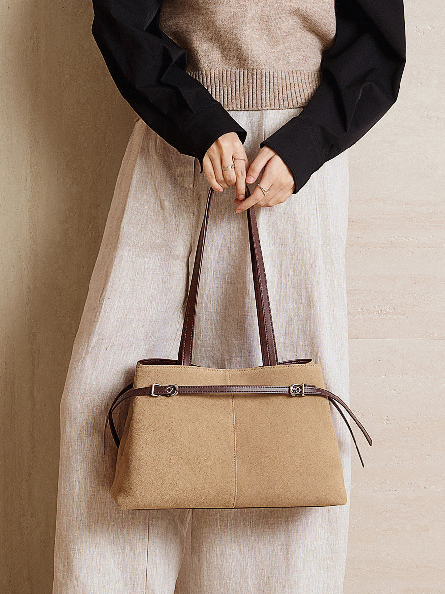 Women’s Vintage Suede Leather Casual Tote Bag-RAIIFY