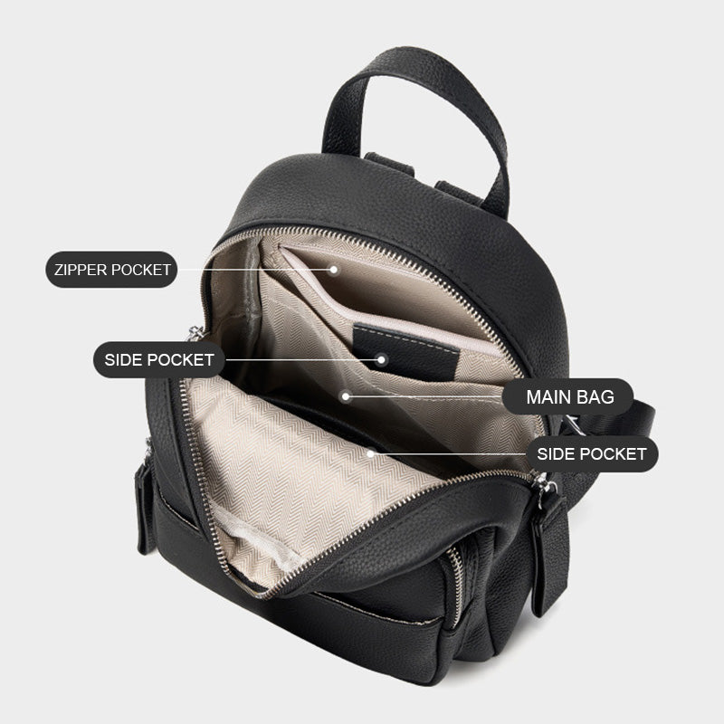 Women Minimalism Fashion Cowhide Casual Backpack-RAIIFY