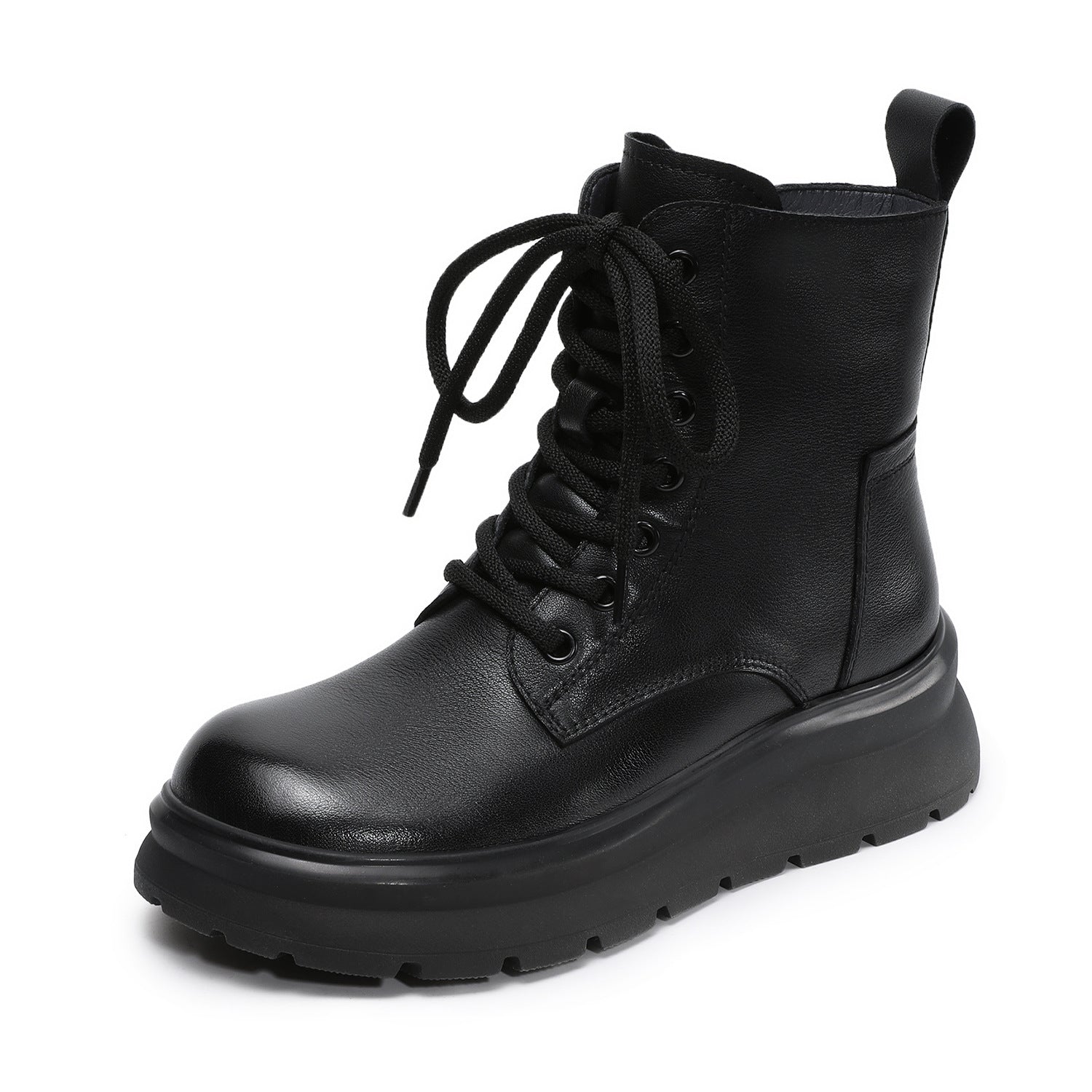 Women's Plain Leather Furred Ankle Snow Boots-RAIIFY