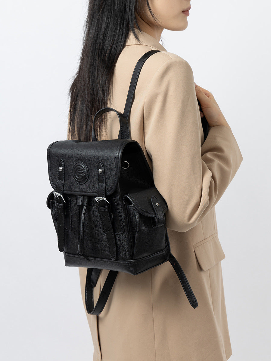 Women's Minimalist Plain Leather Casual Backpack-RAIIFY