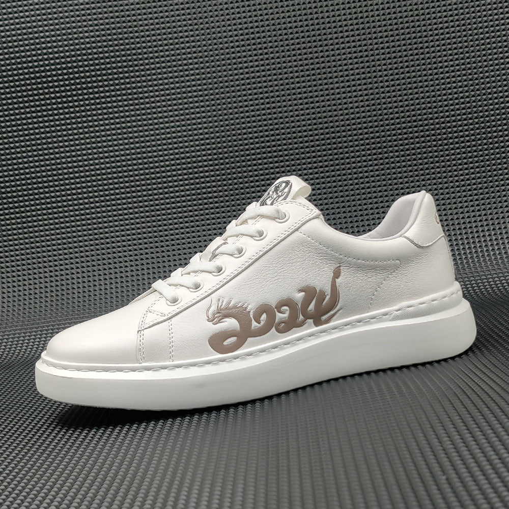 Men 2024 Fashion Leather Print Flat Casual Sneakers-RAIIFY