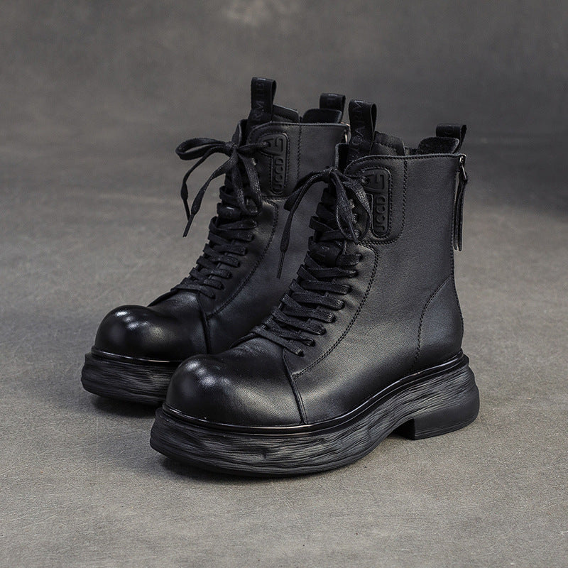 Women's Retro Classic Leather Motorcycle Boots-RAIIFY