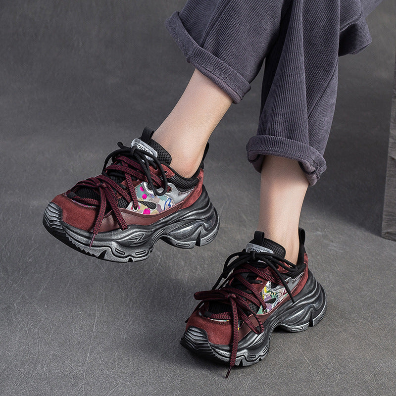 Women's Fashion Color-Blocked Breathable Platform Sneakers-RAIIFY