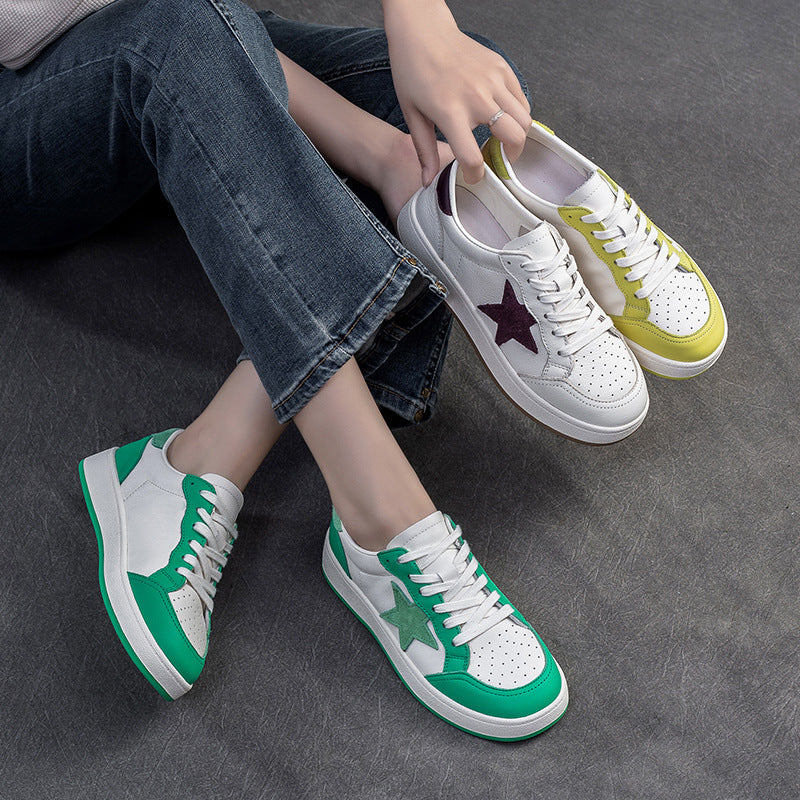 Women Fashion Leather Breathable Casual Skate Sneakers-RAIIFY