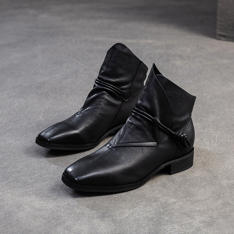 Women's Vintage Soft Leather Comfort Slip-on Ankle Boots-RAIIFY