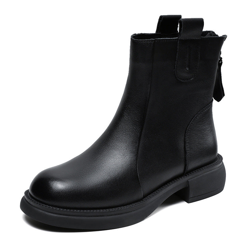 Women Retro Minimalist Soft Leather Casual Boots-RAIIFY