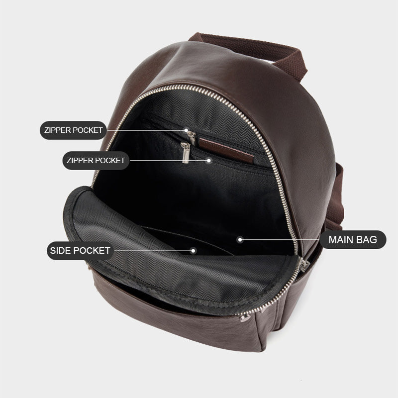 Women Soft Plain Cowhide Urban Casual Backpack-RAIIFY