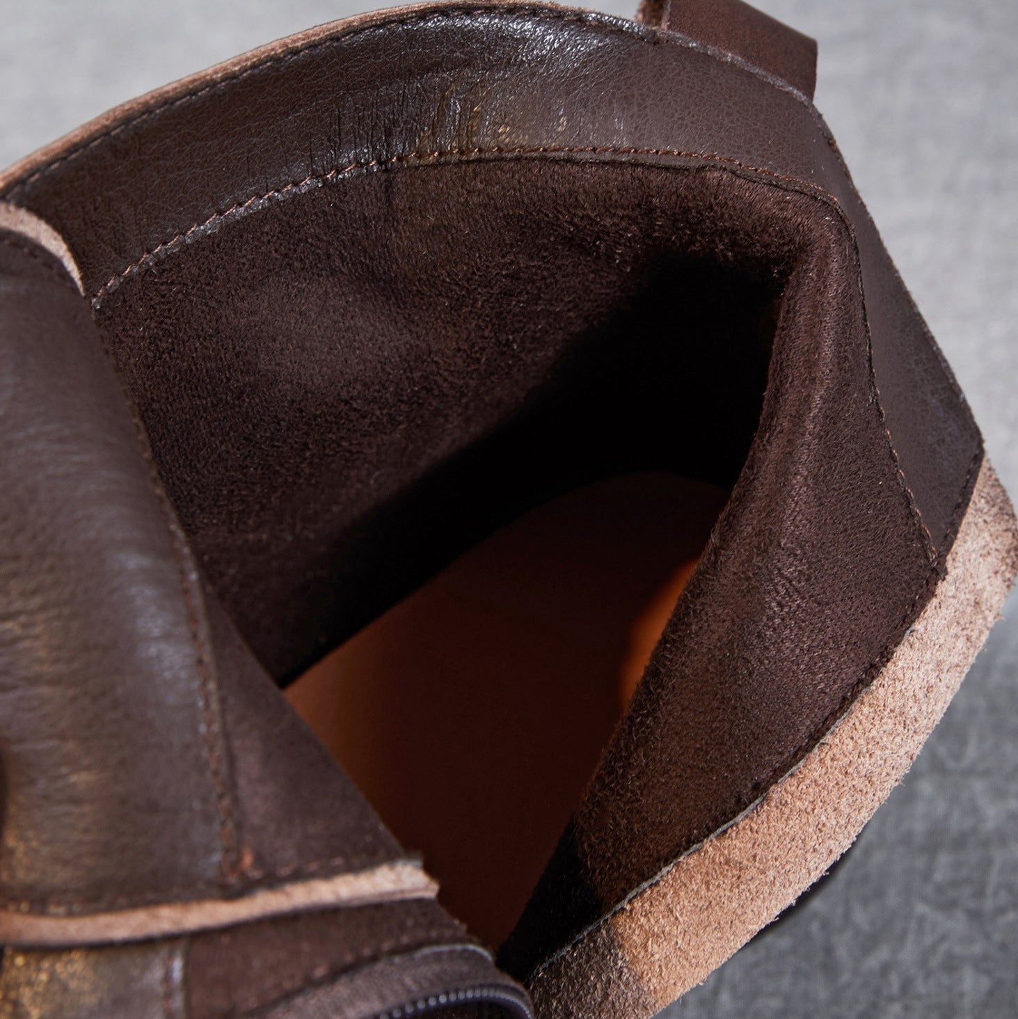 Women's Retro Leather Low Block Ankle Boots-RAIIFY