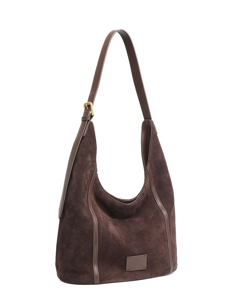 Women’s Suede Leather Retro Hobo Bag-RAIIFY