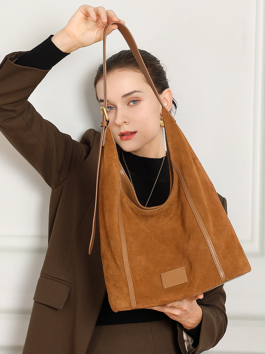 Women’s Suede Leather Retro Hobo Bag-RAIIFY