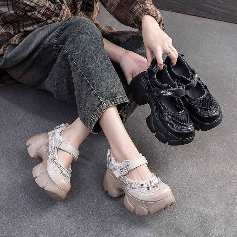 Women Breathable Mesh Casual Chunky Platform Sandals-RAIIFY