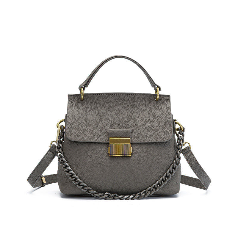 Women's Fashion Plain Leather Flap Satchel Bag-RAIIFY