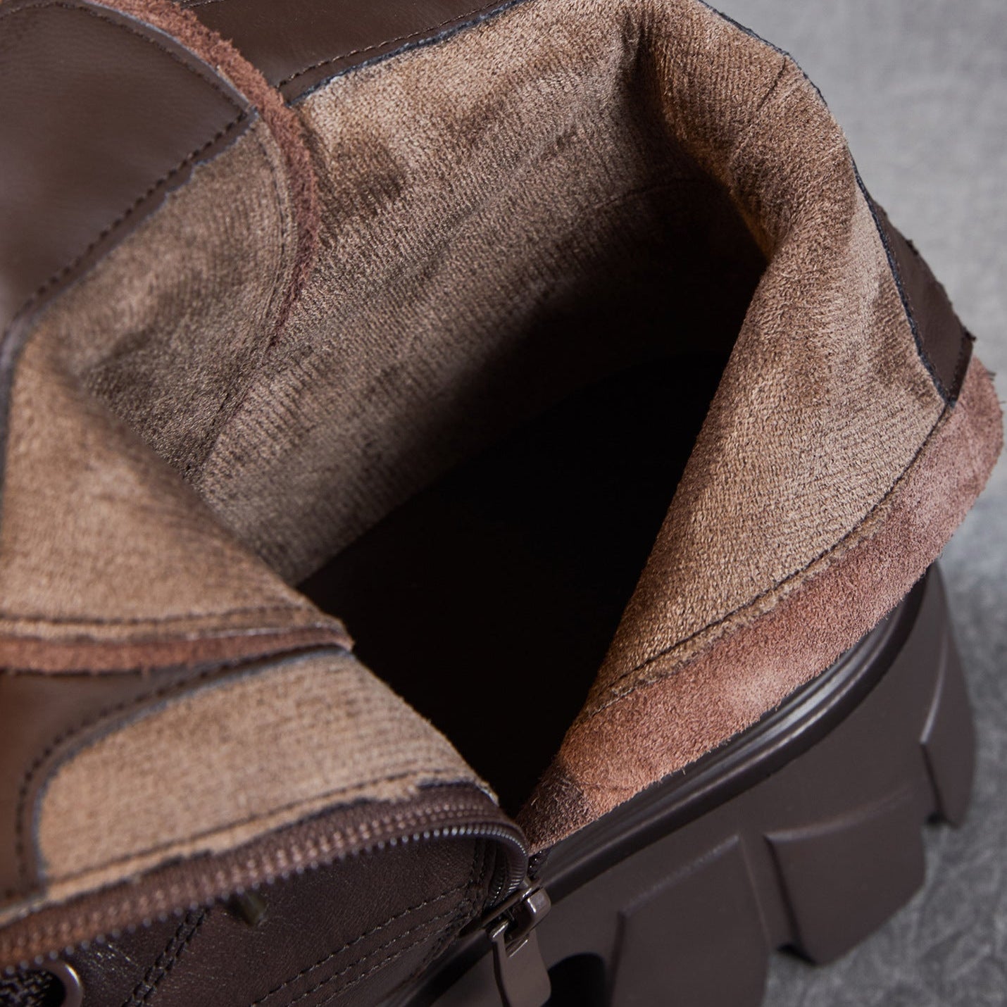 Women's Plain Embossed Leather Chunky Platform Boots-RAIIFY