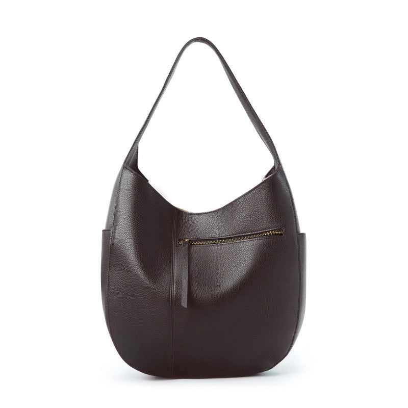 Women's Minimalism Plain Soft Leather Shoulder Tote Bag-RAIIFY